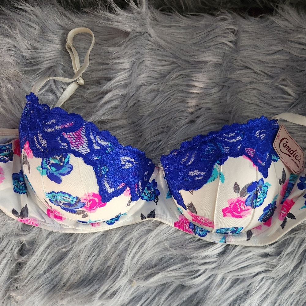 Candie's Blue Lace Floral Bra
